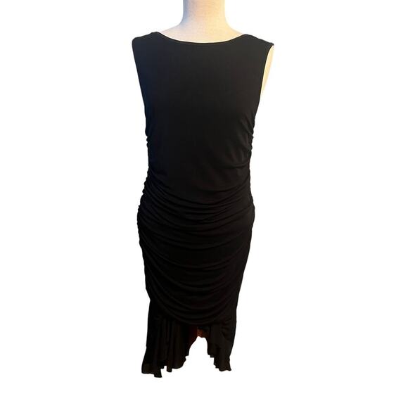 Shein Black Mesh Ruched Bodycon Ruffle Dress Size XL - Picture 3 of 5